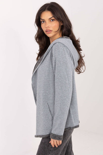 Women's Grey, Green, and Navy Blue Sweatshirt side view