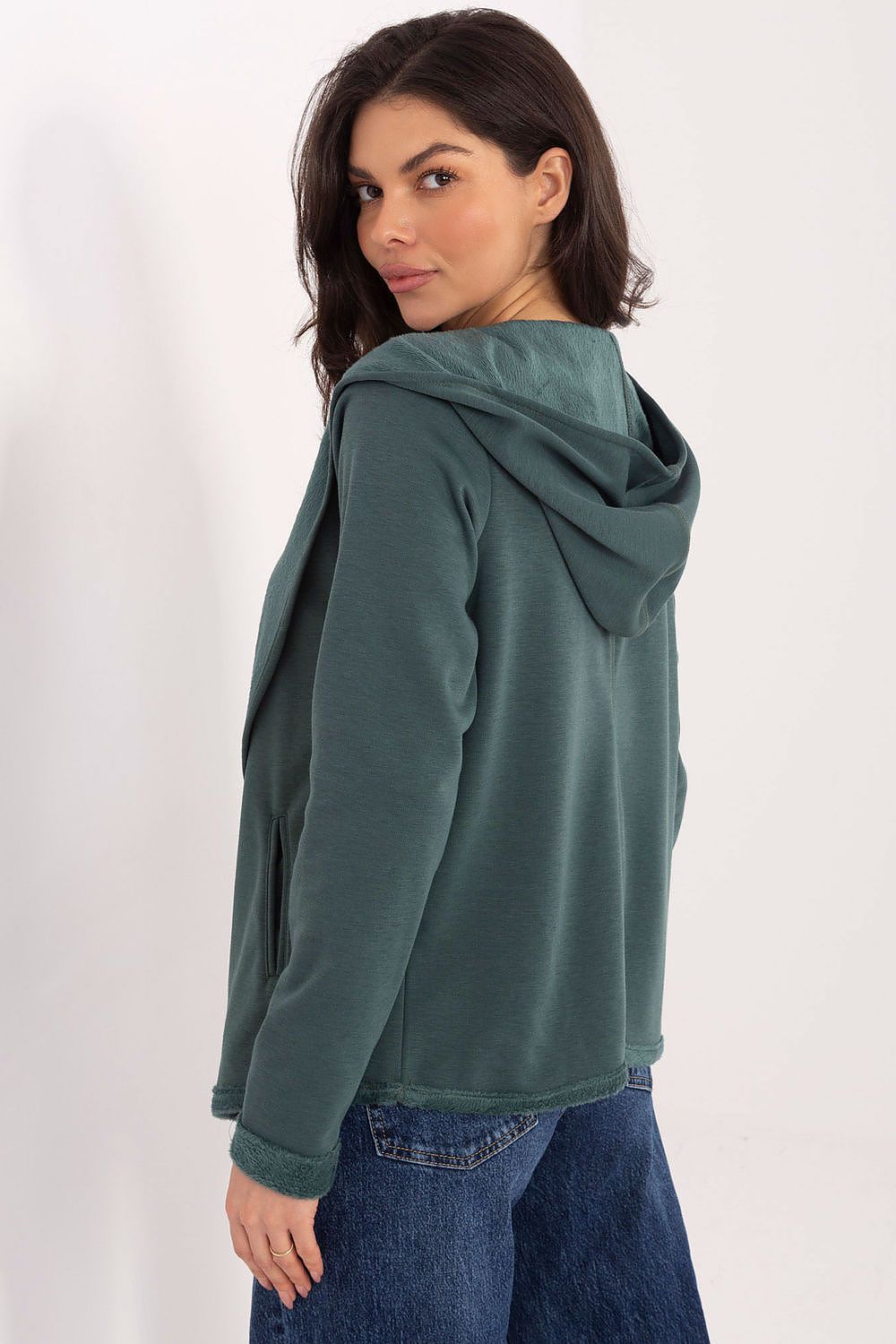 Women's Grey, Green, and Navy Blue Sweatshirt view 6