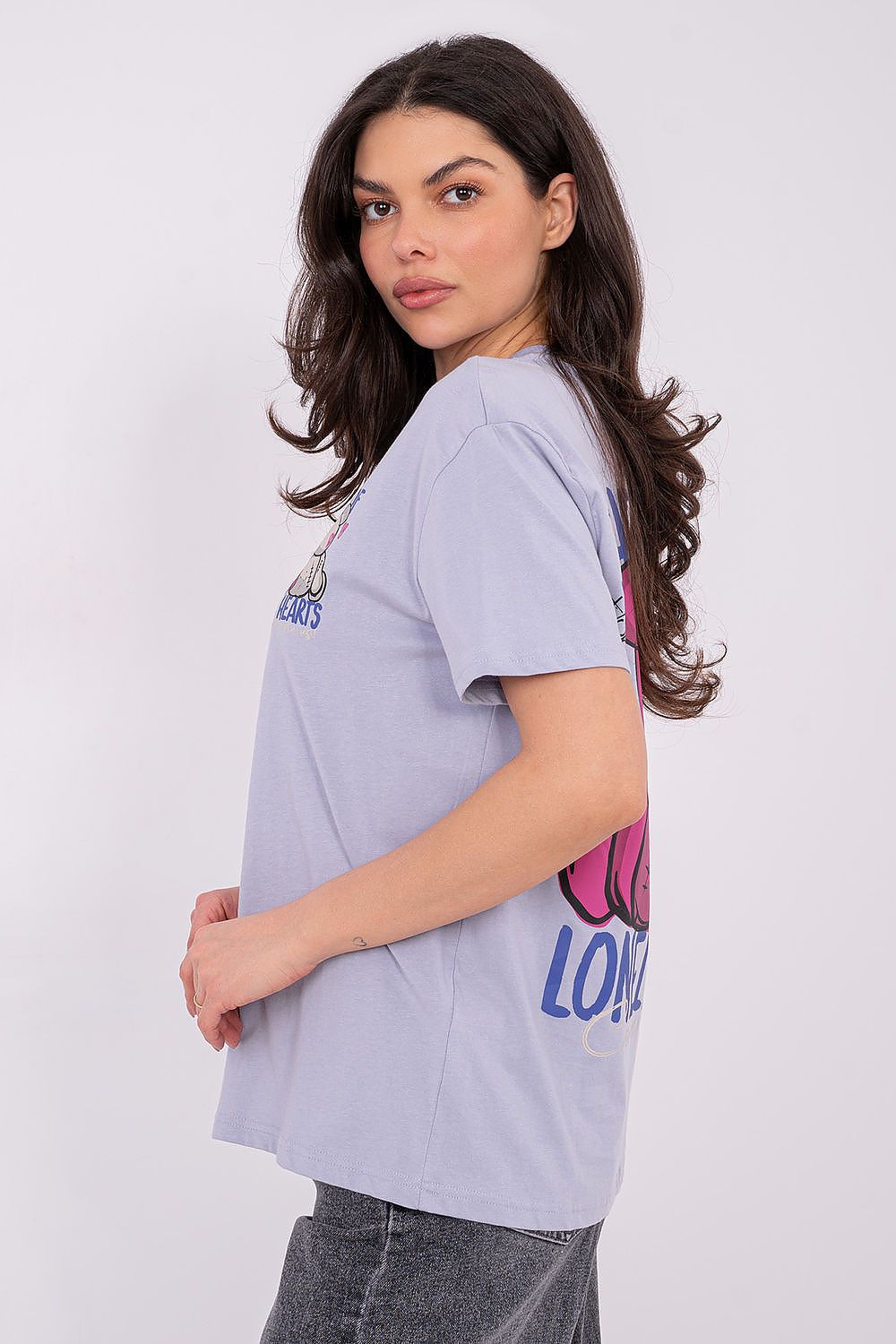 Women's Beige, Violet, and White T-shirt view 6
