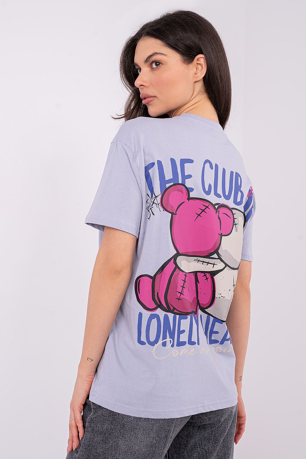 Women's Beige, Violet, and White T-shirt view 7