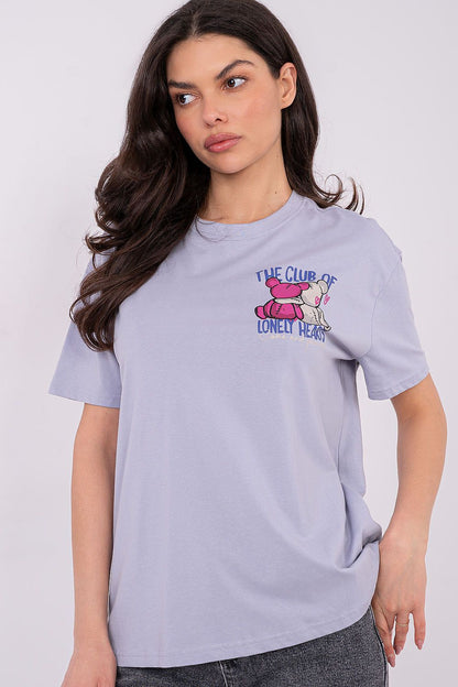 Women's Beige, Violet, and White T-shirt view 8