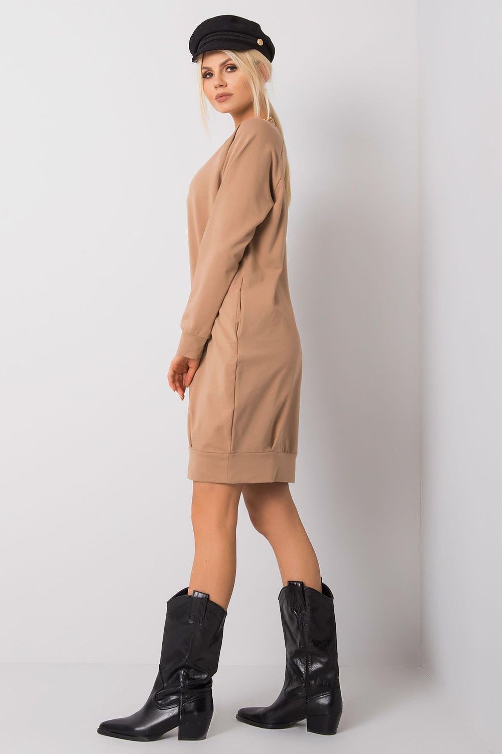 navy blue long sleeve mini day dress view 16