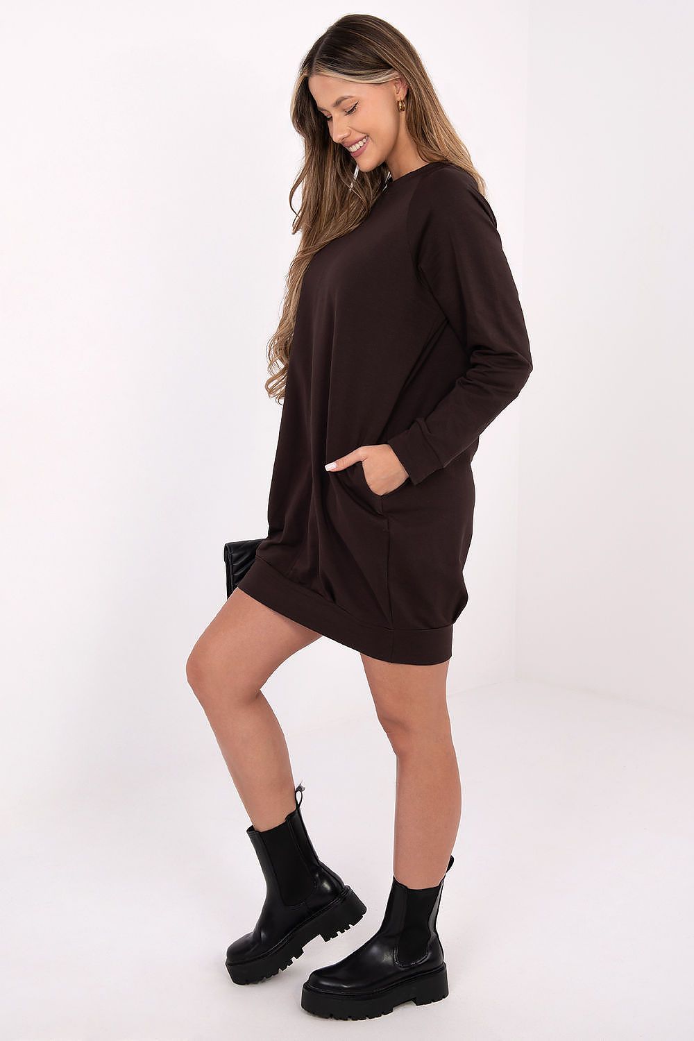 navy blue long sleeve mini day dress view 19