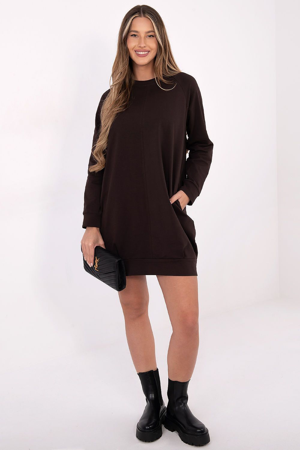 navy blue long sleeve mini day dress view 21