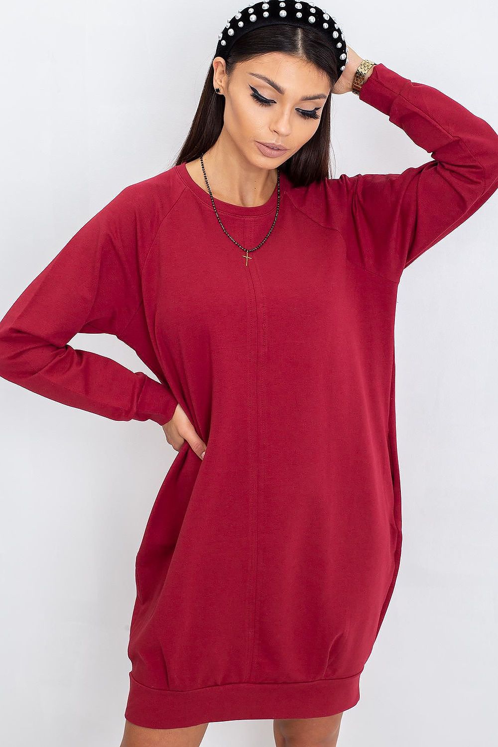 navy blue long sleeve mini day dress view 26