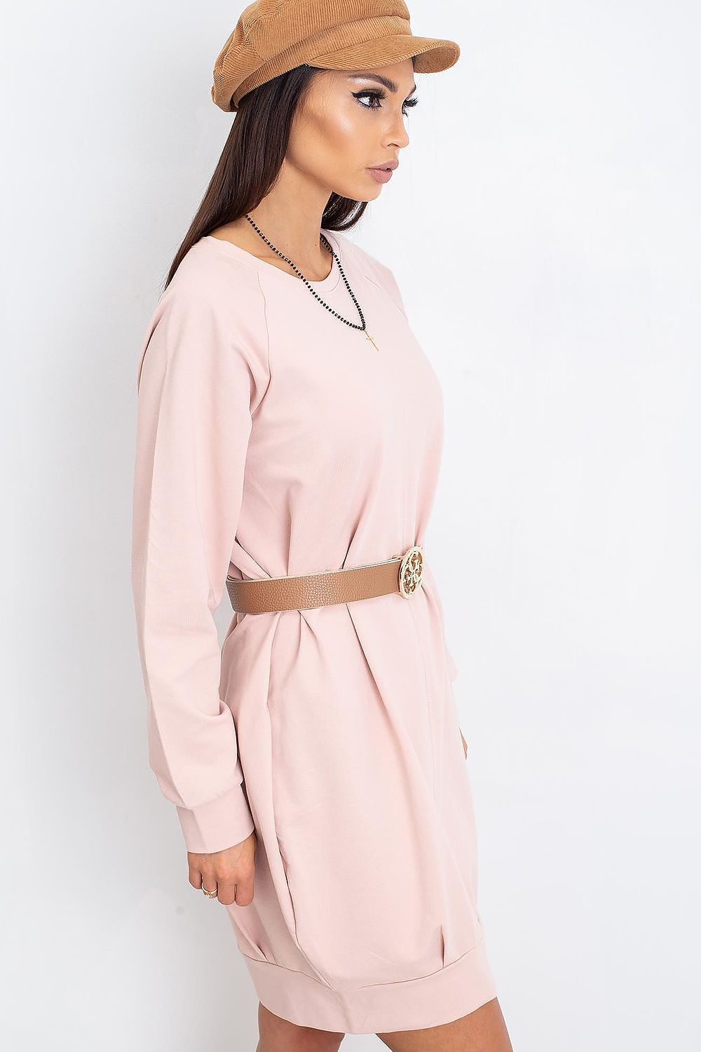 navy blue long sleeve mini day dress view 30
