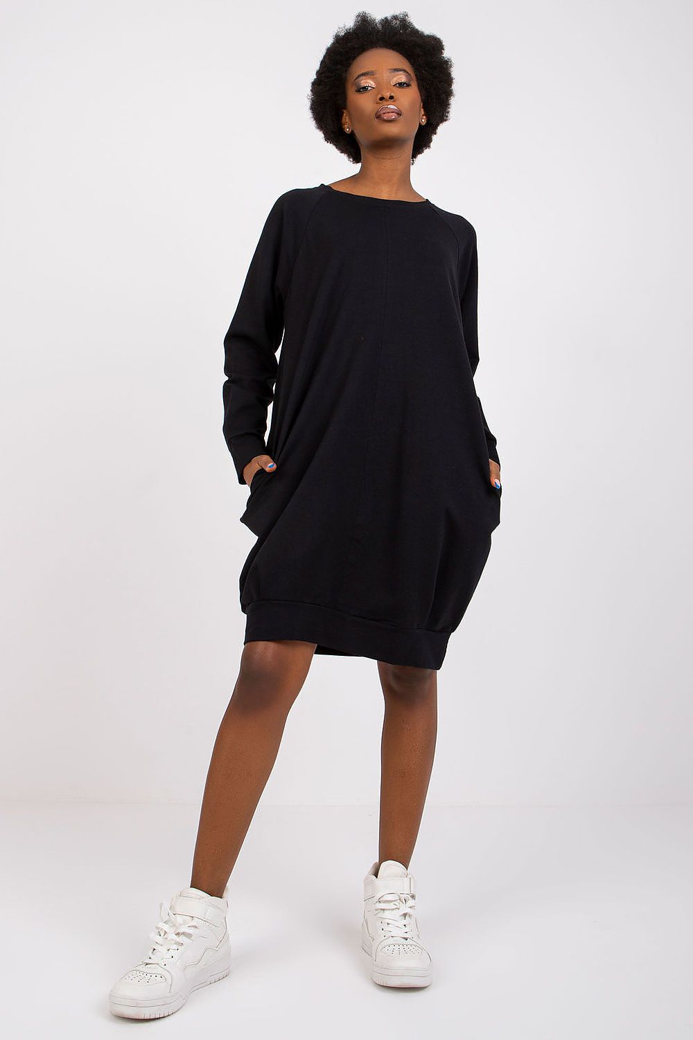 navy blue long sleeve mini day dress view 36
