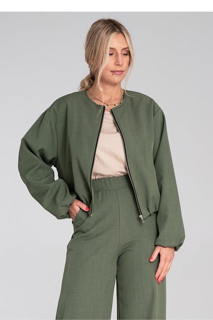 green long sleeve jacket front view