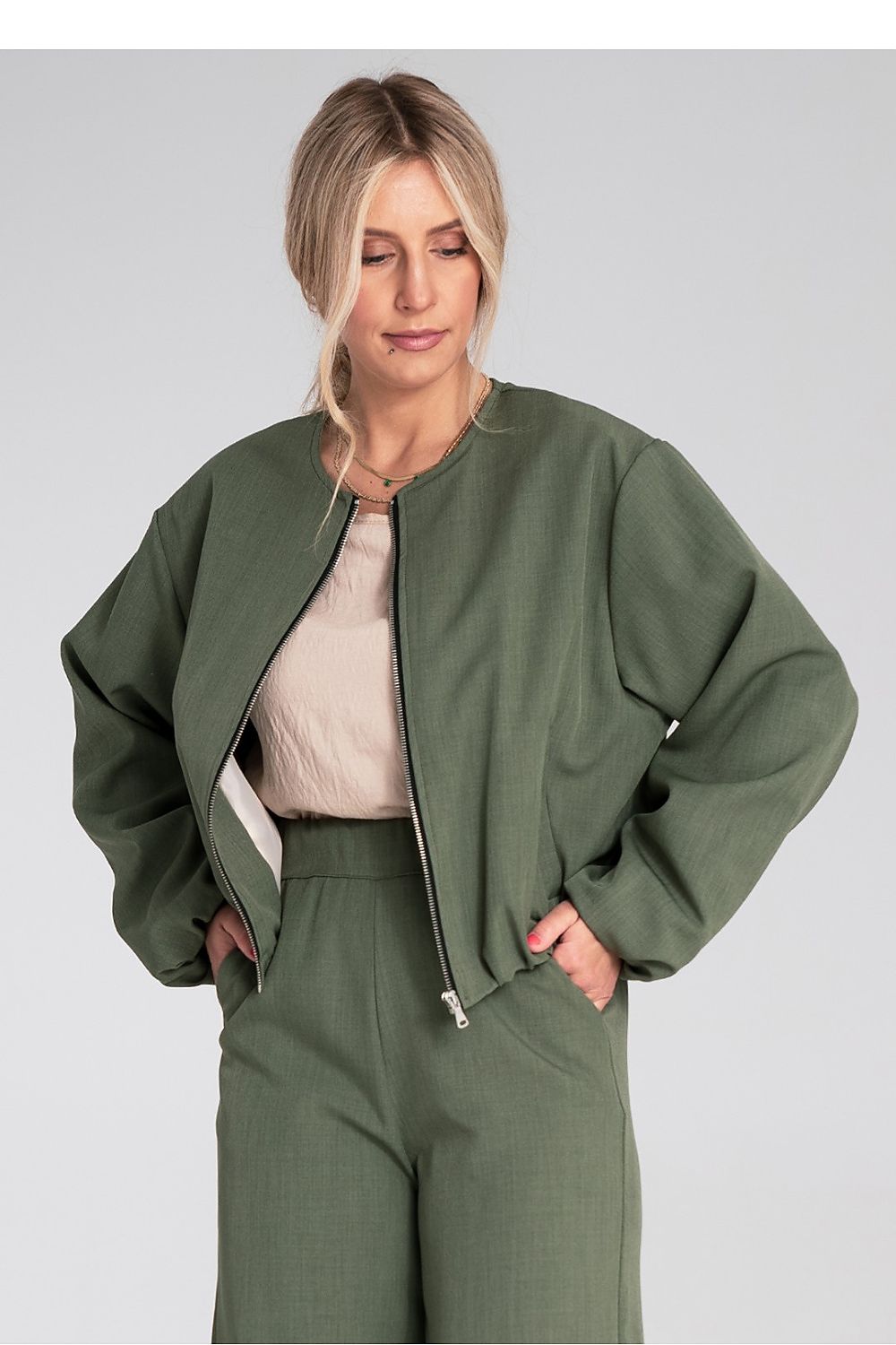 green long sleeve jacket alternate angle