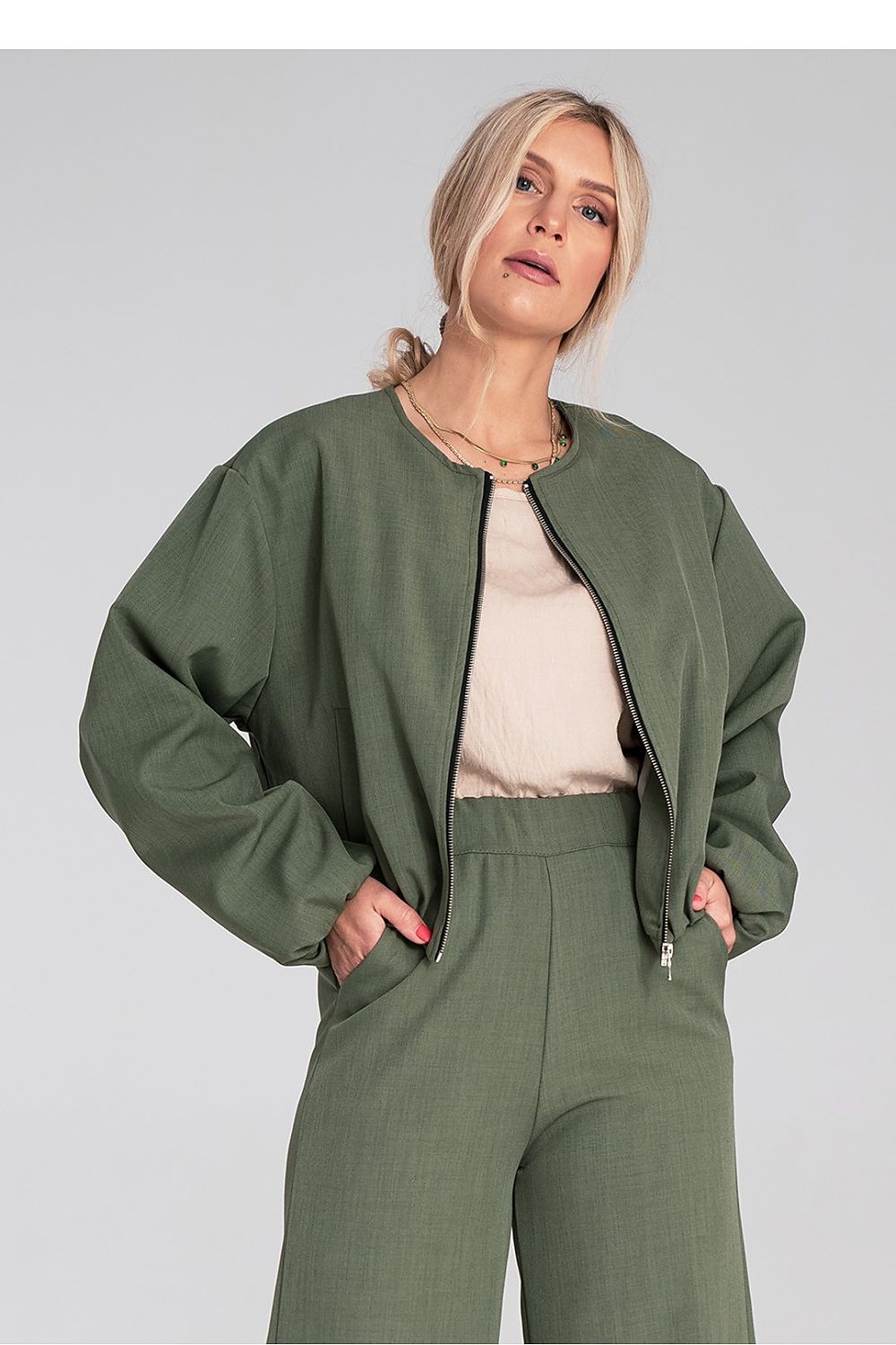 green long sleeve jacket back view
