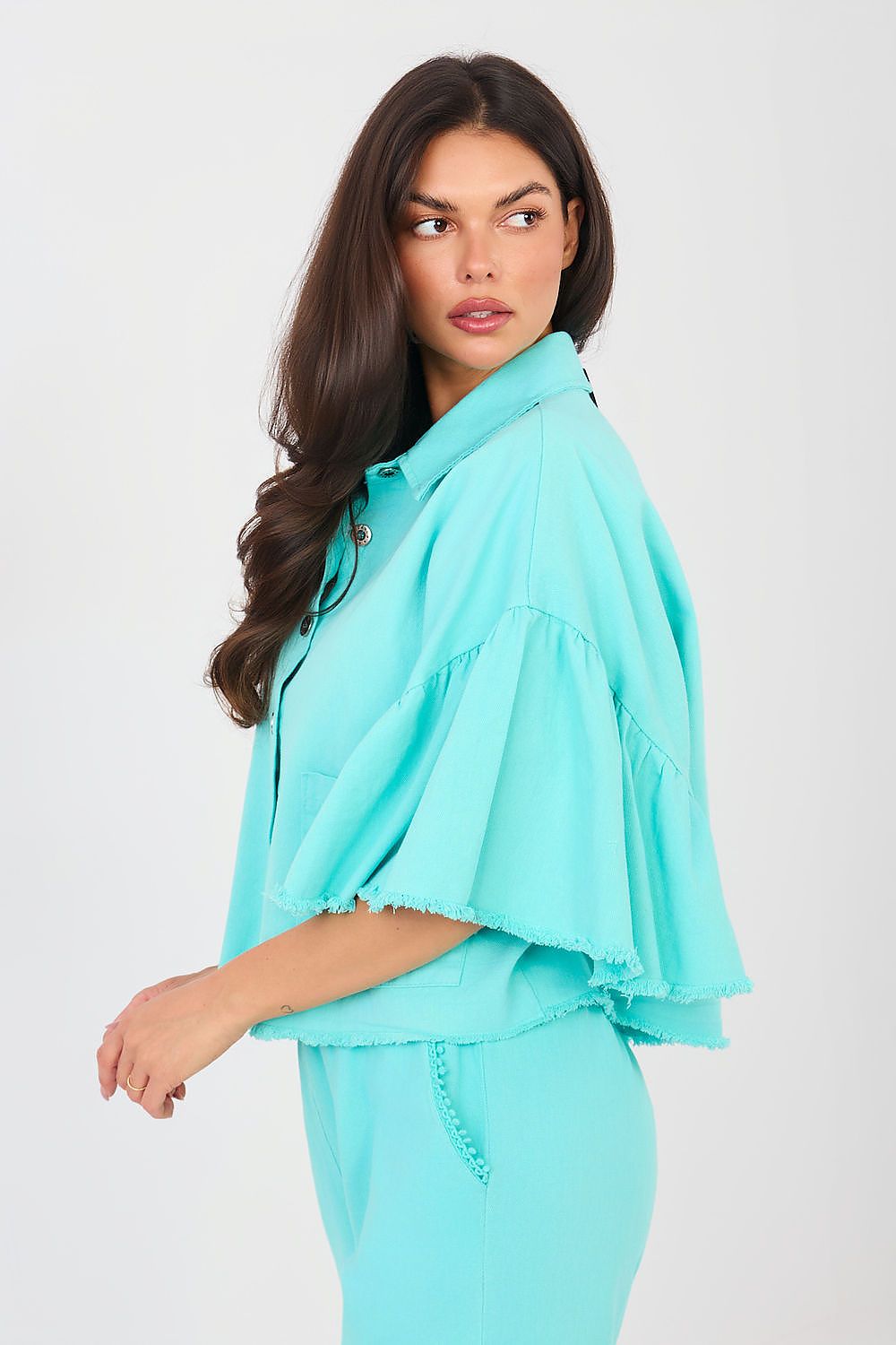 blue mini denim jacket alternate angle