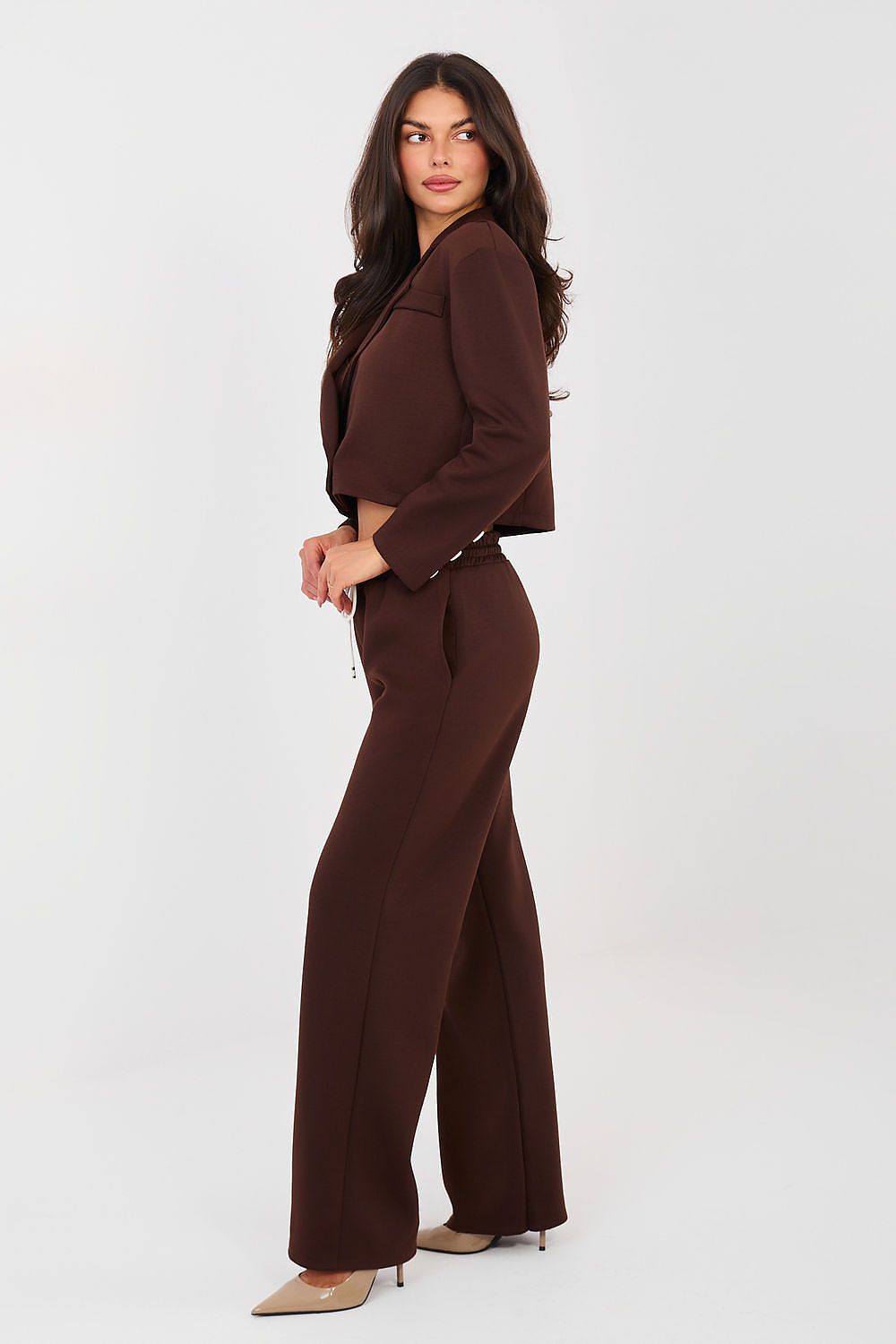brown long sleeve maxi matching set alternate angle