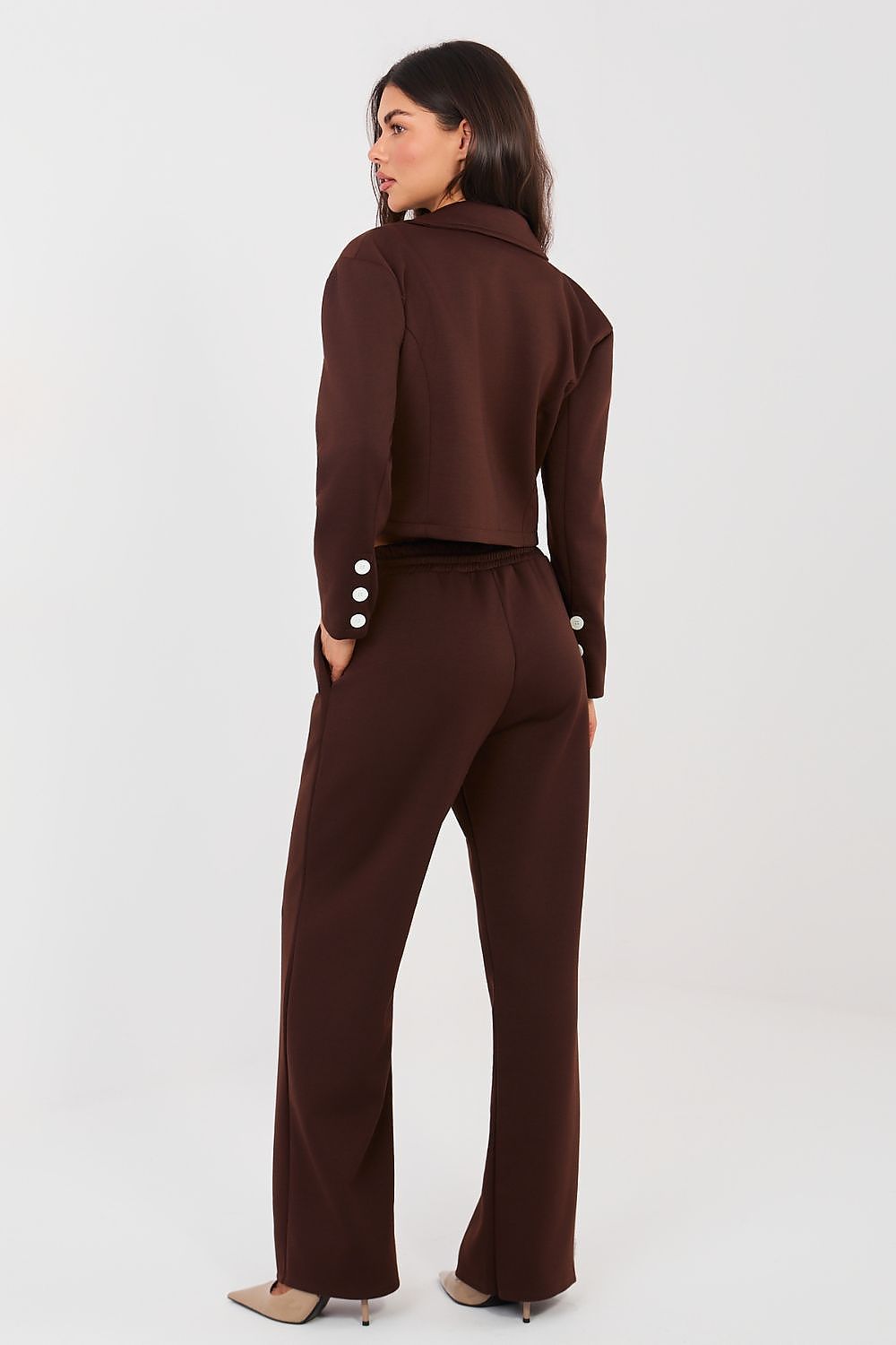 brown long sleeve maxi matching set detail view