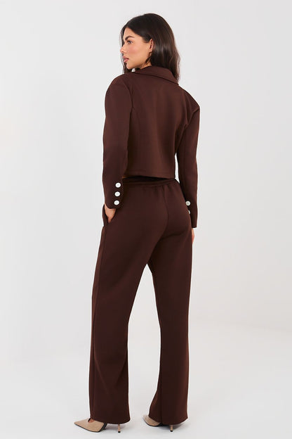 brown long sleeve maxi matching set detail view