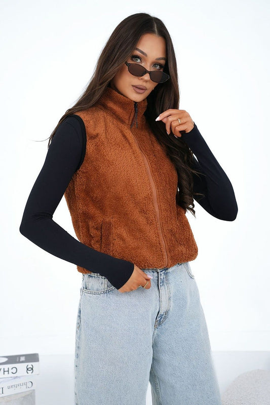 brown gilet front view