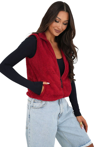 brown gilet back view