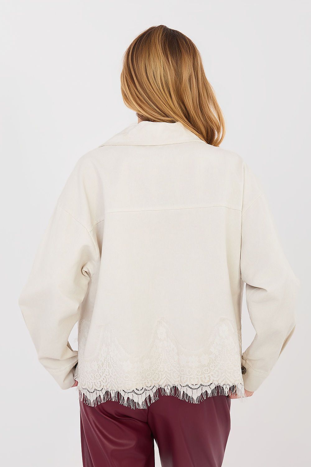 pink lace long sleeve denim jacket view 14