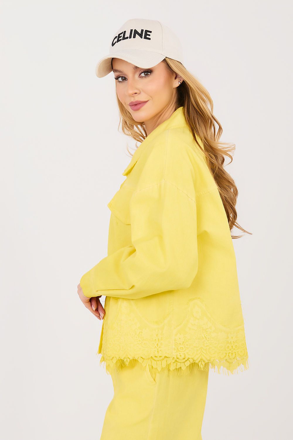 pink lace long sleeve denim jacket view 17