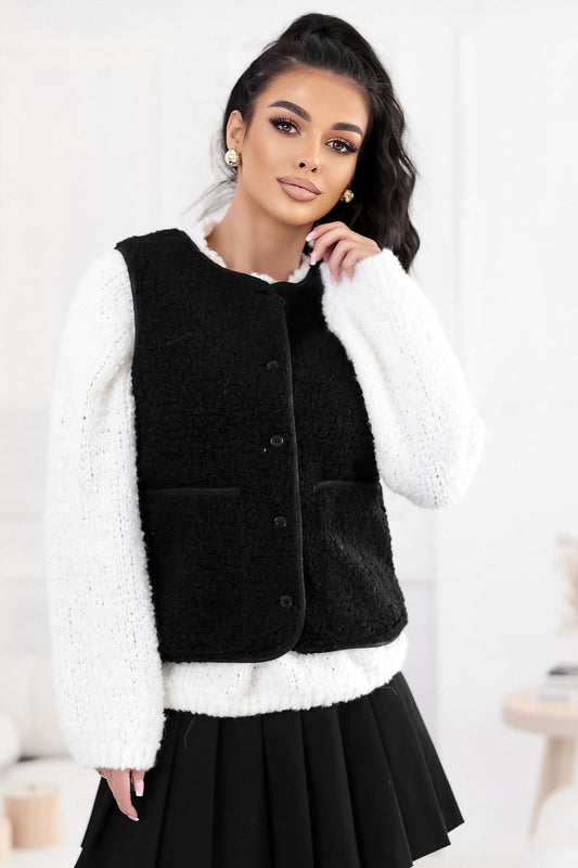 black sleeveless gilet front view