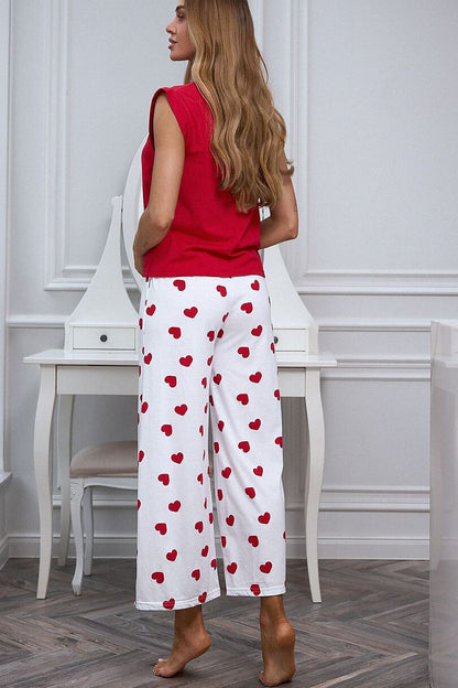 red short sleeve mini pyjama detail view