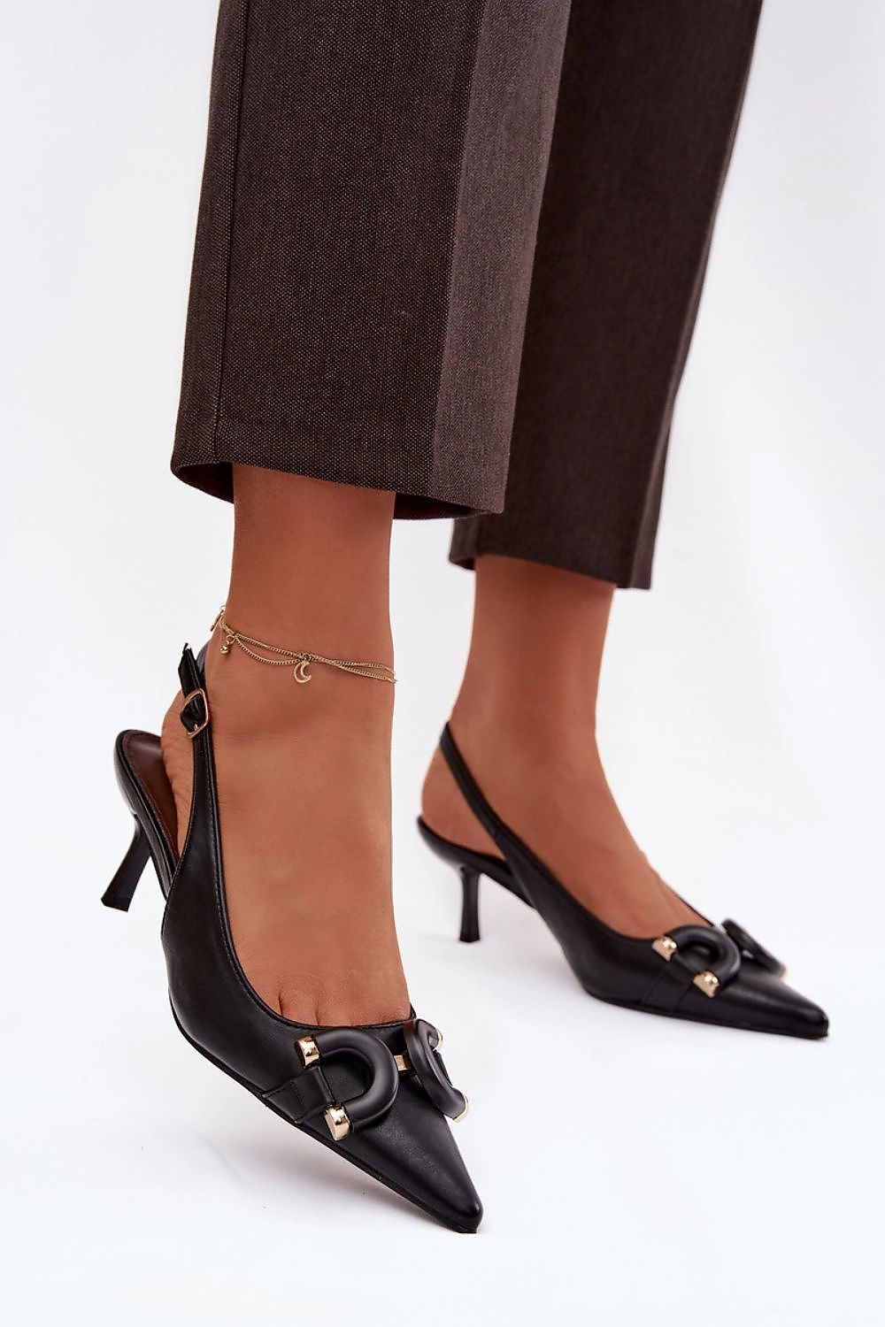 Women's Brown, Black, and Beige Faux Leather Strap Detail Heeled Sandals view 6