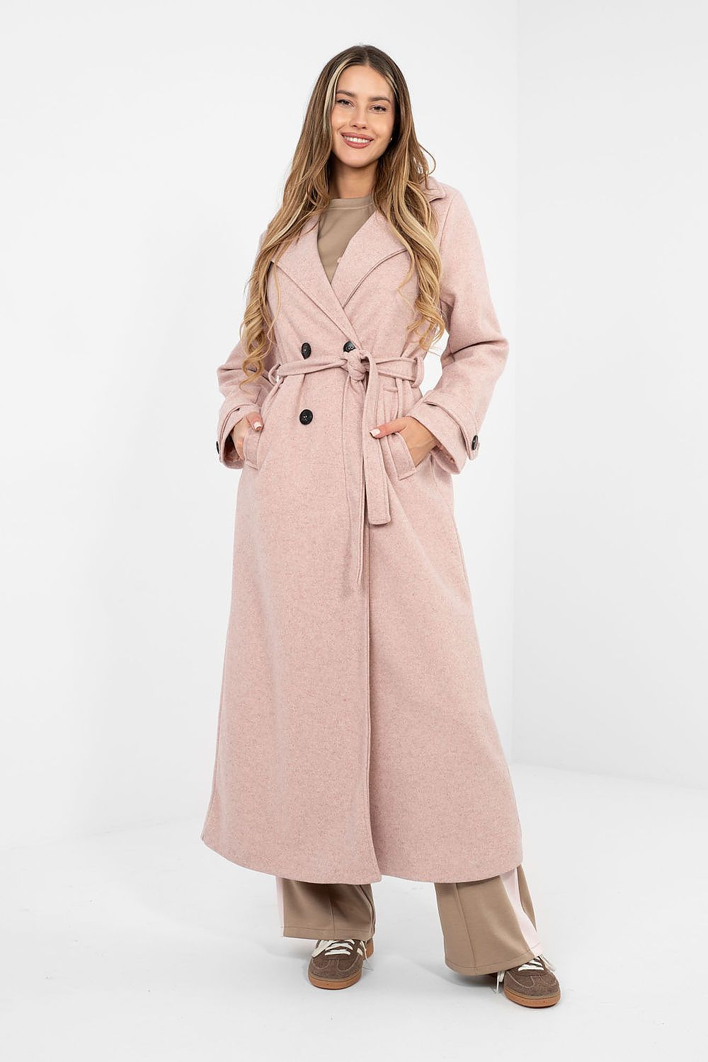 black belted coat back view