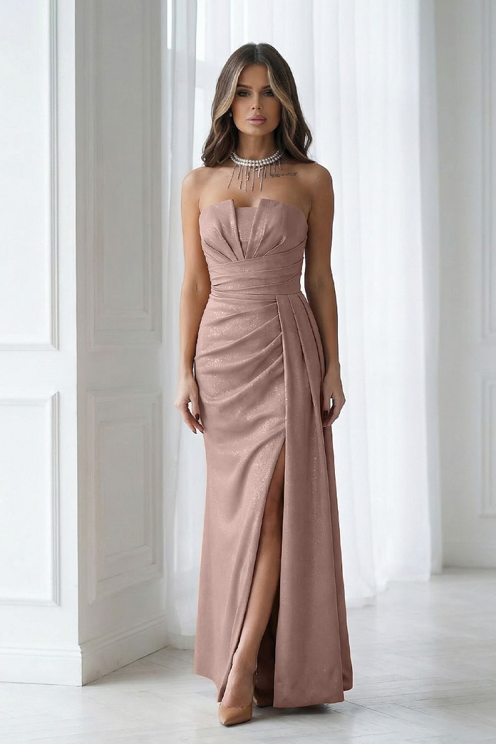 green long dress alternate angle