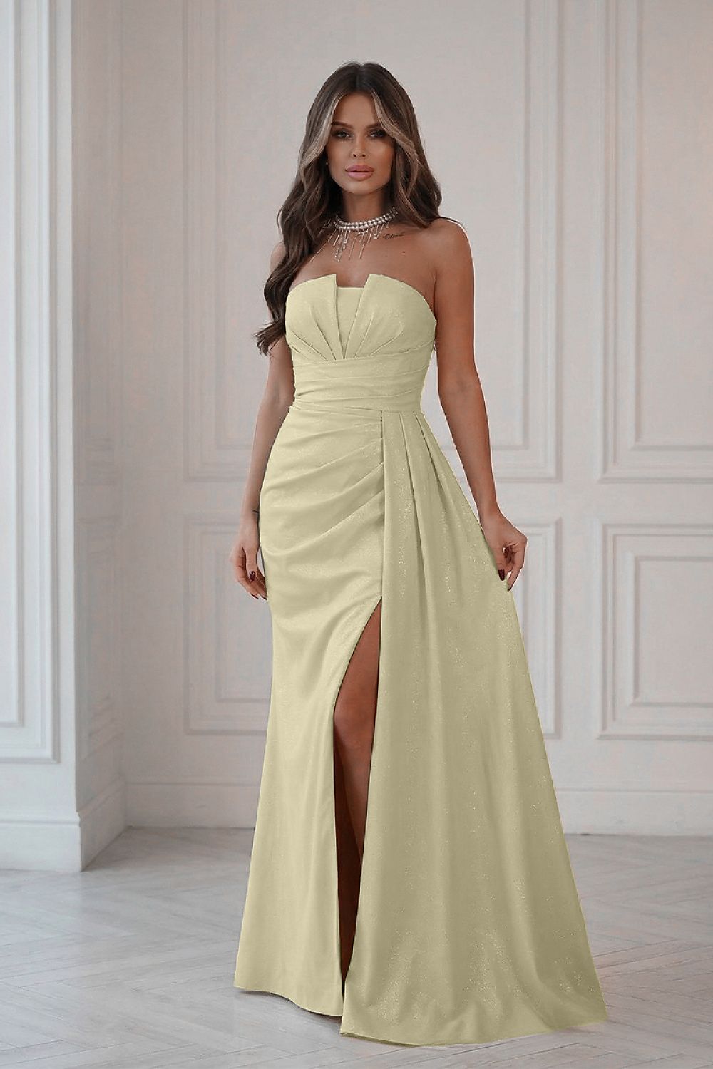 green long dress detail view