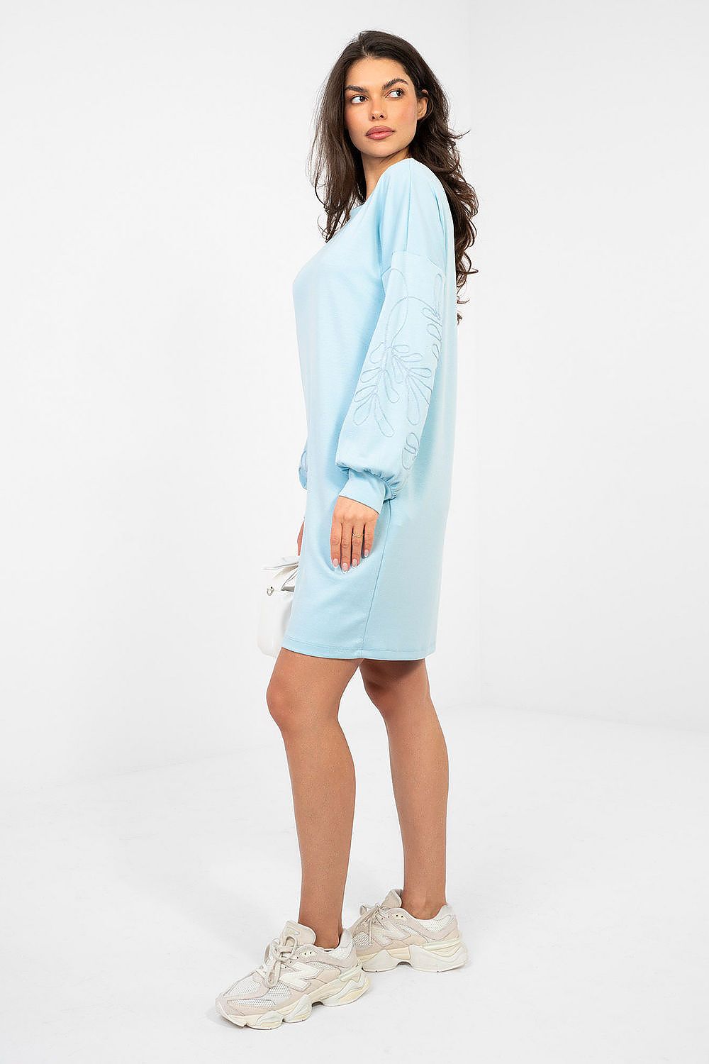 blue mini day dress detail view