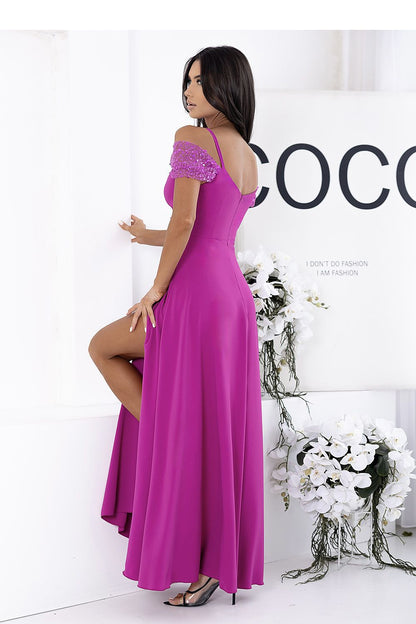 blue wrap sequin long dress view 12