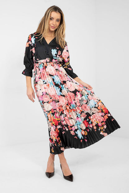 blue pleated wrap day dress view 11