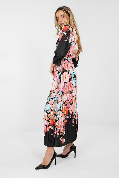 blue pleated wrap day dress view 12