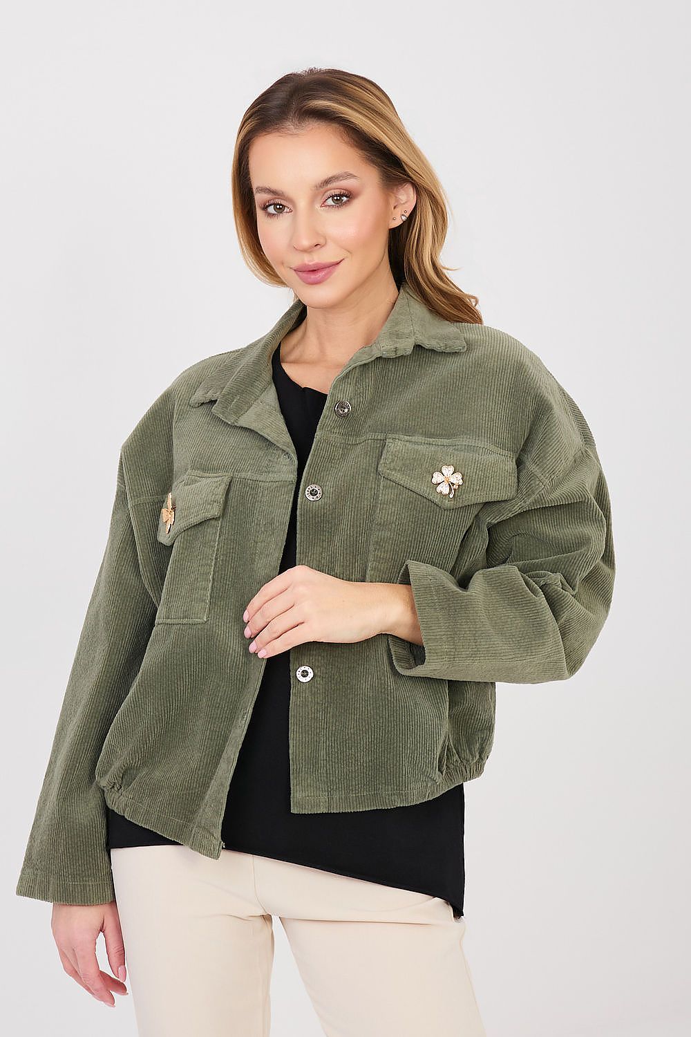 beige long sleeve corduroy jacket view 15