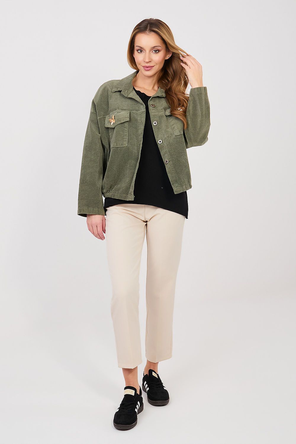 beige long sleeve corduroy jacket view 16