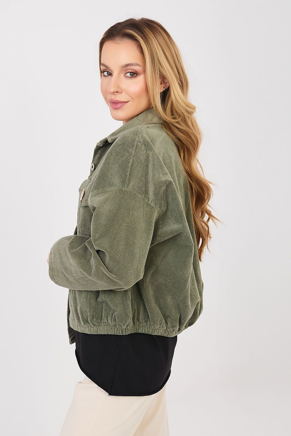 beige long sleeve corduroy jacket view 17