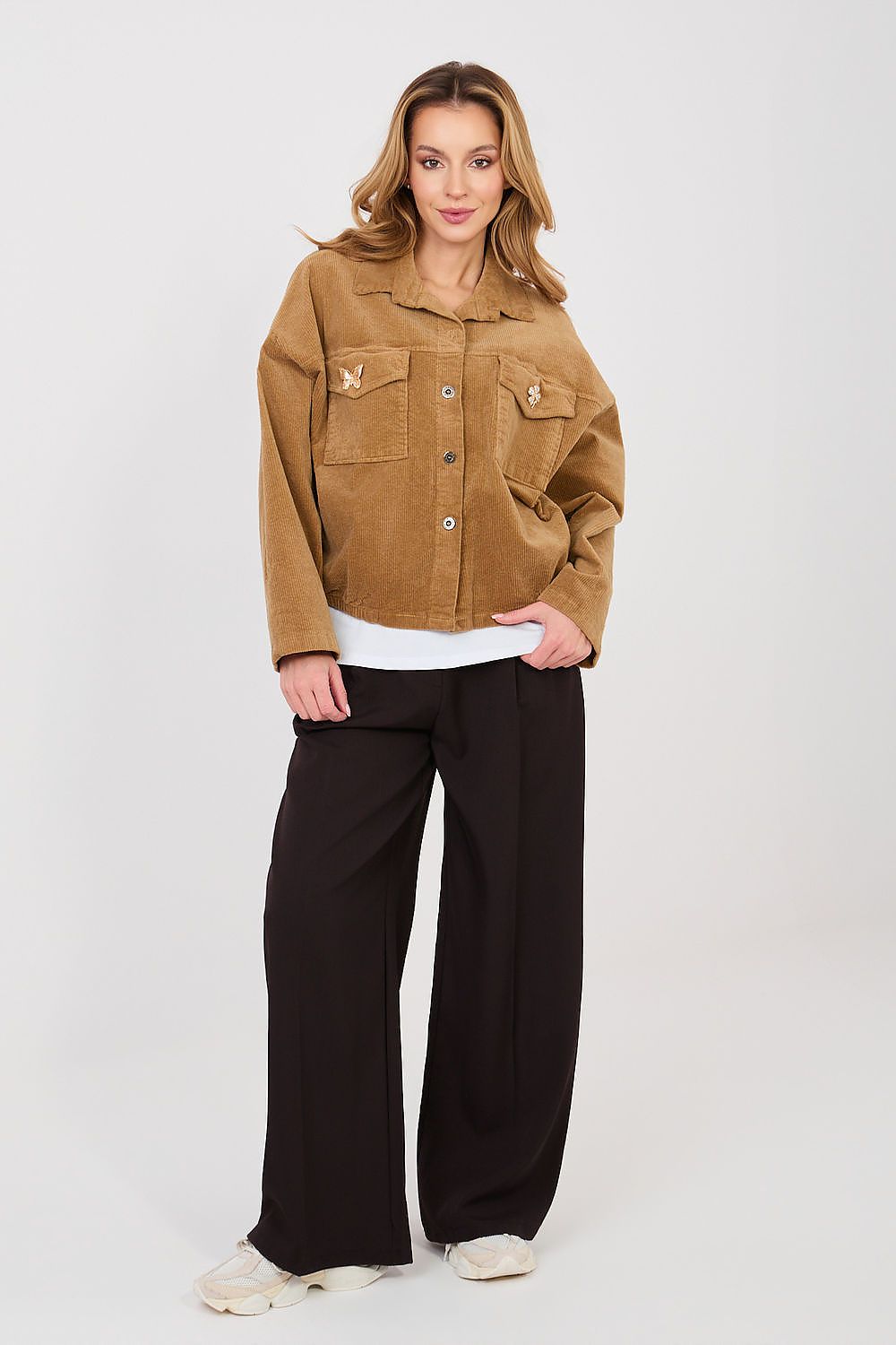 beige long sleeve corduroy jacket view 19