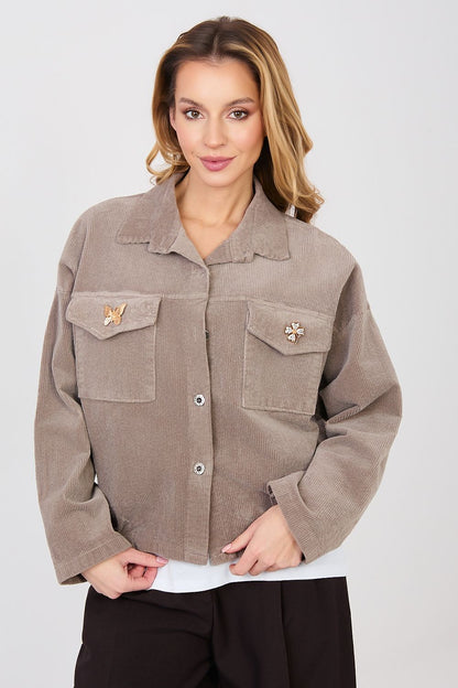 beige long sleeve corduroy jacket view 7