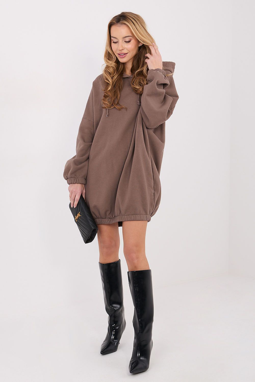 grey long sleeve mini day dress view 19
