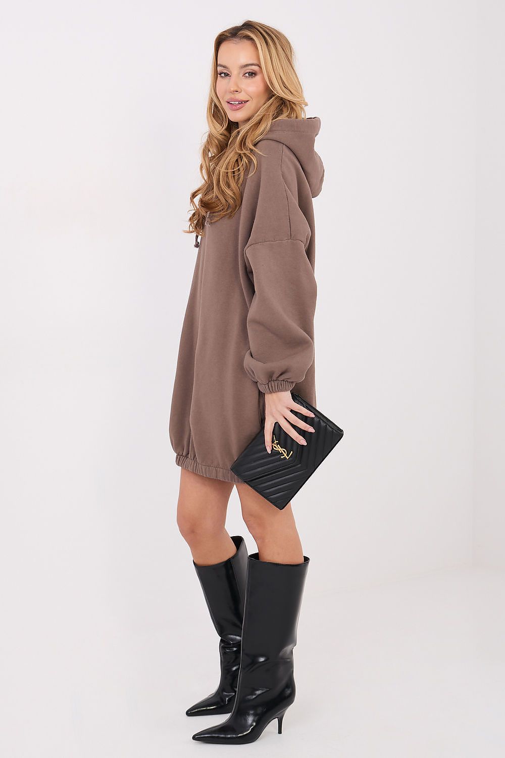 grey long sleeve mini day dress view 20