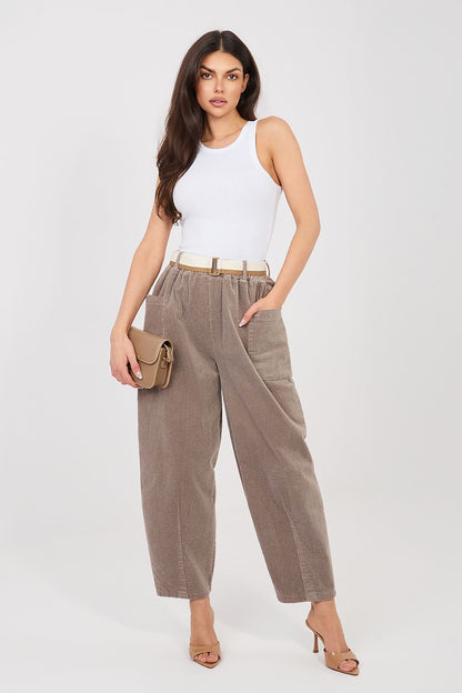 yellow belted corduroy trousers view 6