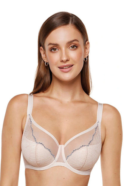 beige lace tulle semi-soft front view