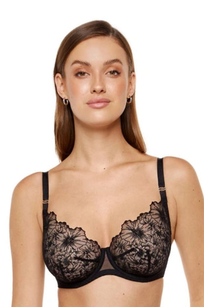 black satin tulle soft front view