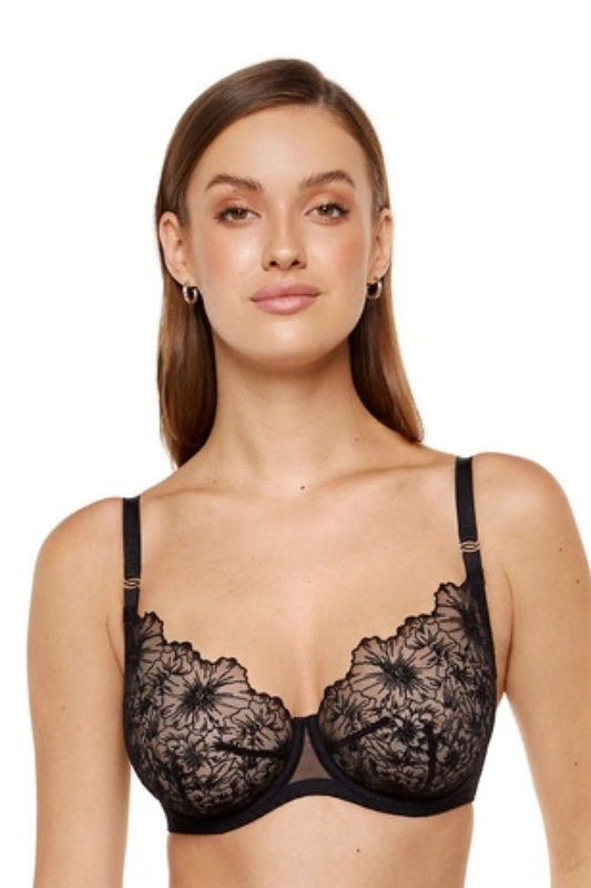 black satin tulle soft front view