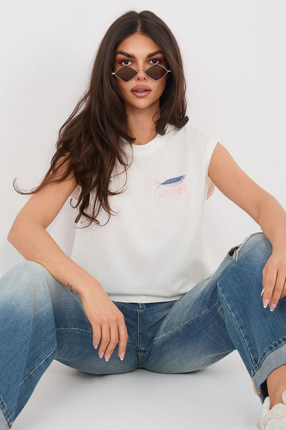 Women's Black, White, and Blue T-shirt view 5