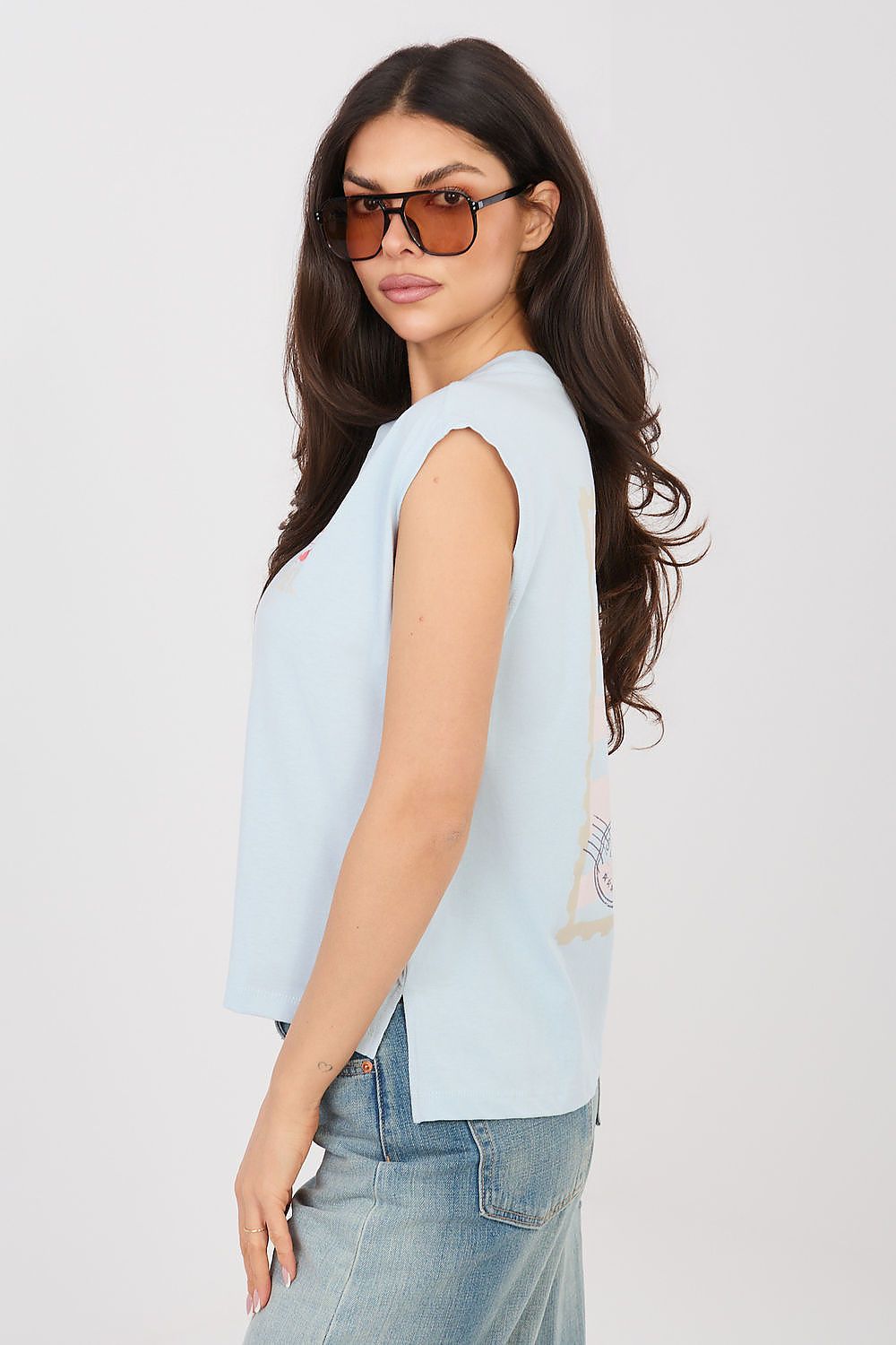 Women's Black, White, and Blue T-shirt view 10