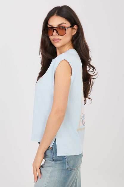 Women's Black, White, and Blue T-shirt view 10