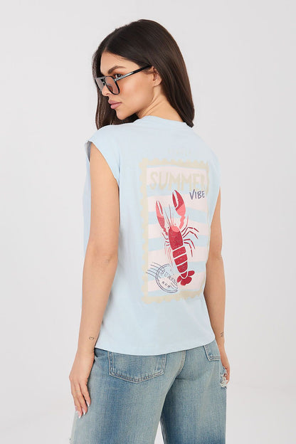 Women's Black, White, and Blue T-shirt view 11
