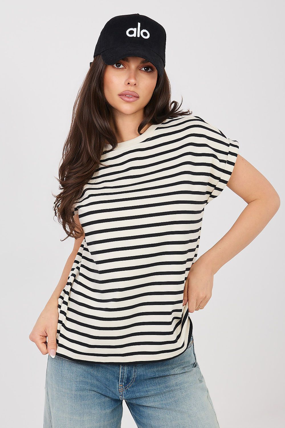 Women's Beige and Black T-shirt front view