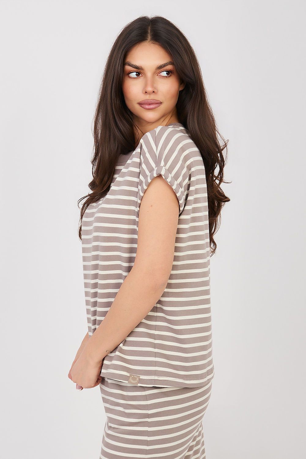 Women's Beige and Black T-shirt view 5