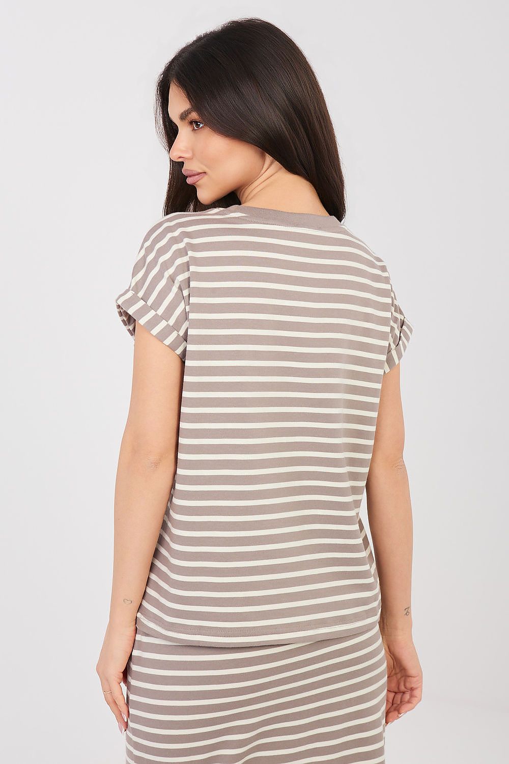 Women's Beige and Black T-shirt view 6